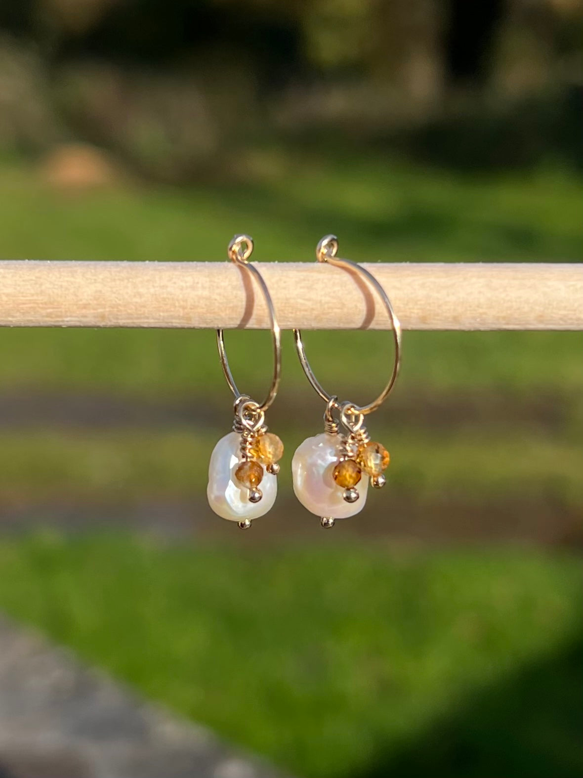 Freshwater Pearl Gold Filled Hoop Earrings