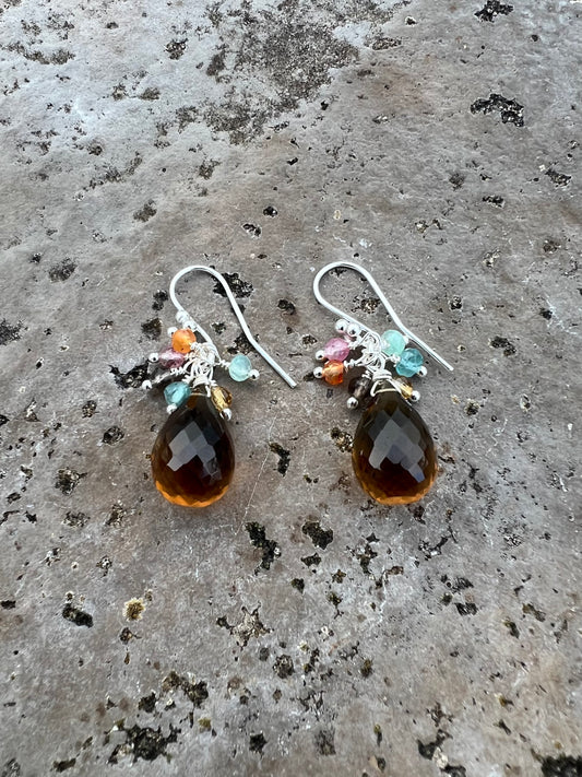 Chakra Gemstone Sterling Silver Hook Earrings